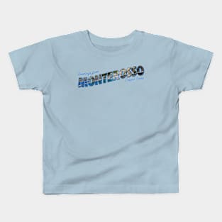 Greetings from Monterosso al Mare in Cinque Terre Vintage style retro souvenir Kids T-Shirt